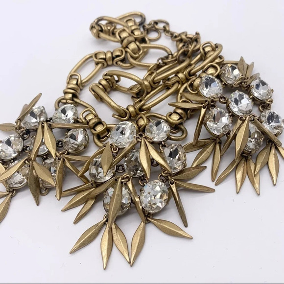 J. Crew Quill Jeweled Gold Necklace - Picture 2 of 5